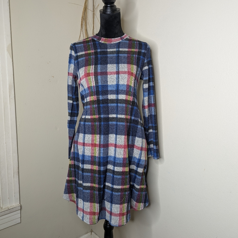 Lake Flower Multi Colored Plaid Dress With Pockets